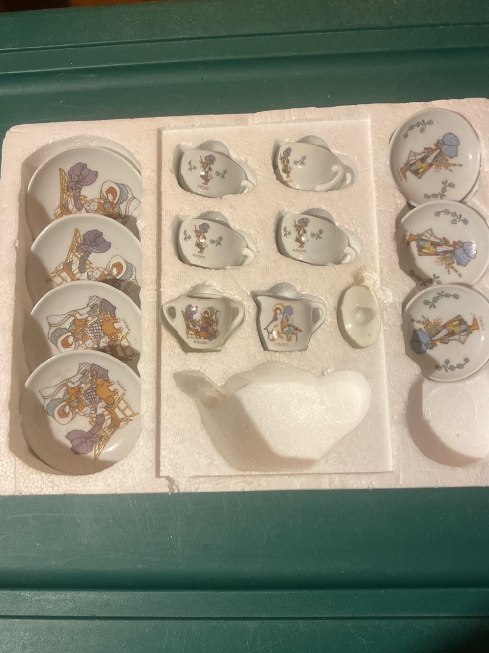 vintage 1988 Holly Hobbie miniature china tea set